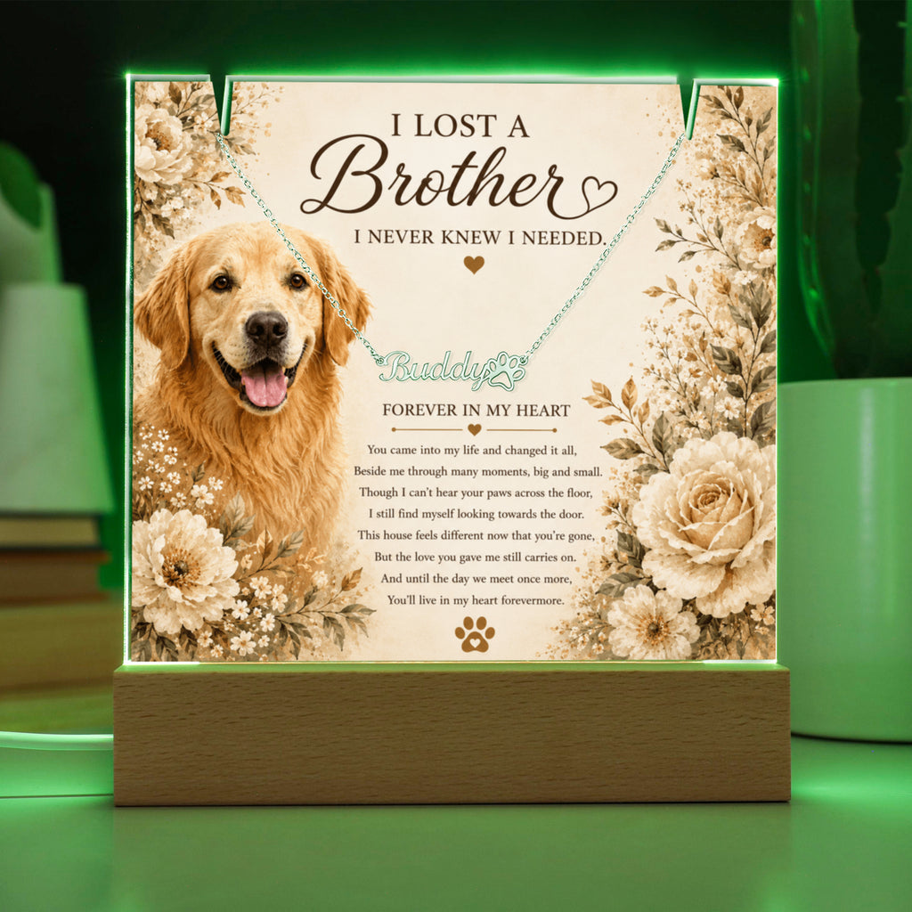 Personalized Pet Memorial Keepsake with Paw Print Name Necklace