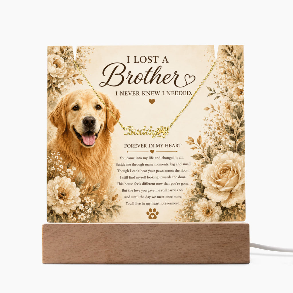 Personalized Pet Memorial Keepsake with Paw Print Name Necklace