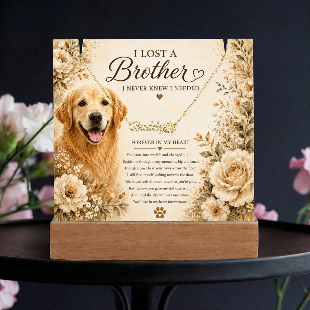 Personalized Pet Memorial Keepsake with Paw Print Name Necklace