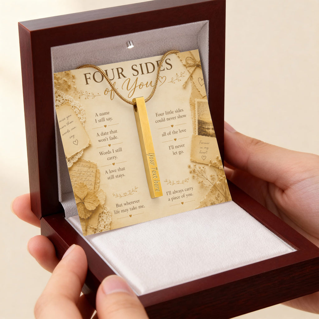 Personalized Mom Memorial Necklace, Engraved 4-Sided Bar Necklace, Loss of Mother Gift, In Memory of Mom Jewelry