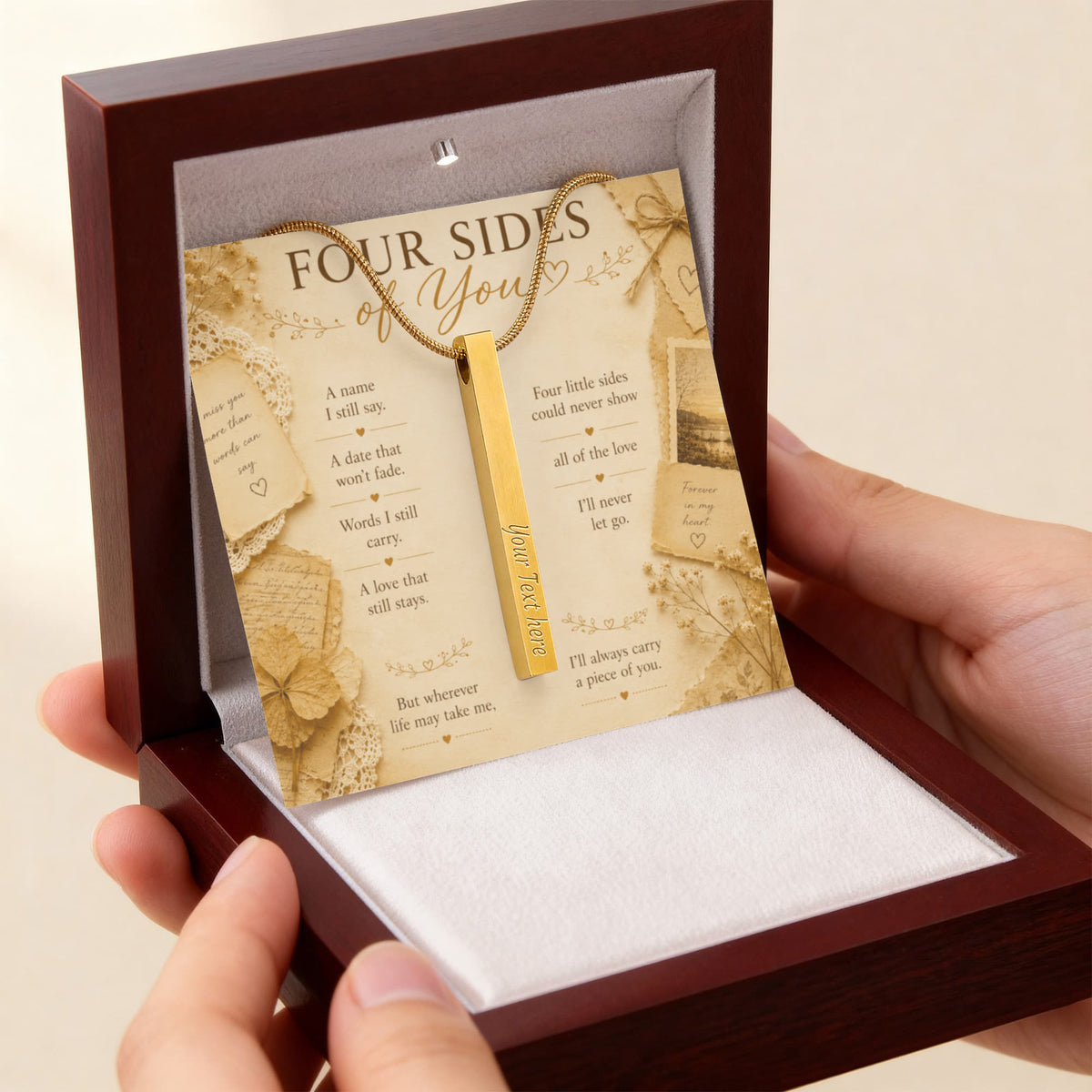 Personalized Mom Memorial Necklace, Engraved 4-Sided Bar Necklace, Loss of Mother Gift, In Memory of Mom Jewelry