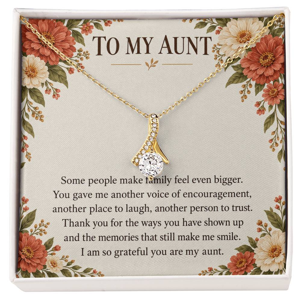 Aunt Alluring Beauty Ribbon Necklace - Terracotta Zinnia Message Card Gift