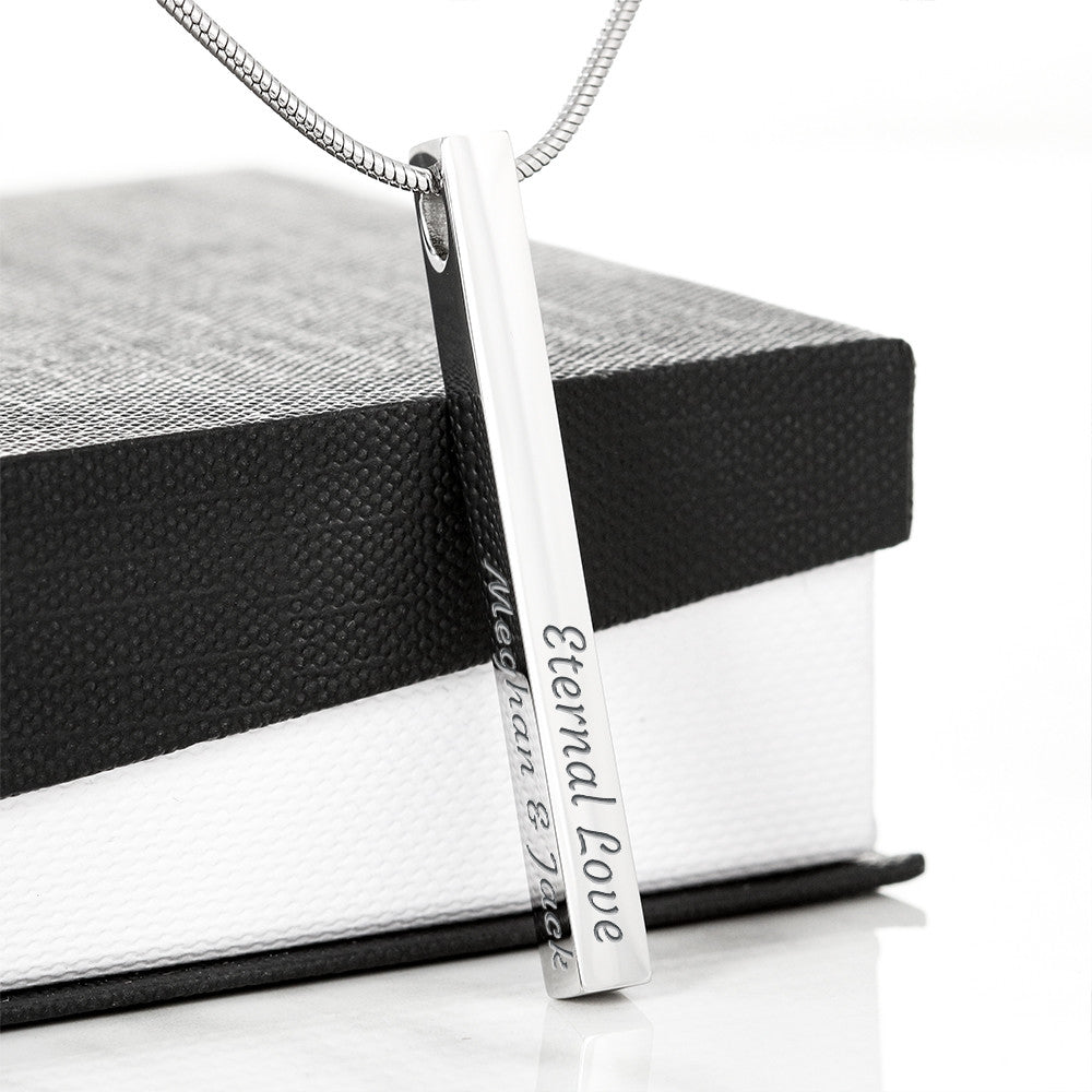 Personalized Mom Memorial Necklace, Engraved 4-Sided Bar Necklace, Loss of Mother Gift, In Memory of Mom Jewelry