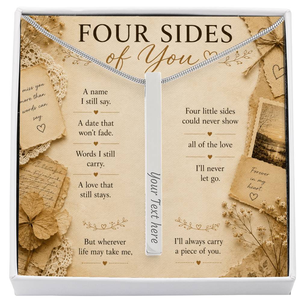 Personalized Mom Memorial Necklace, Engraved 4-Sided Bar Necklace, Loss of Mother Gift, In Memory of Mom Jewelry