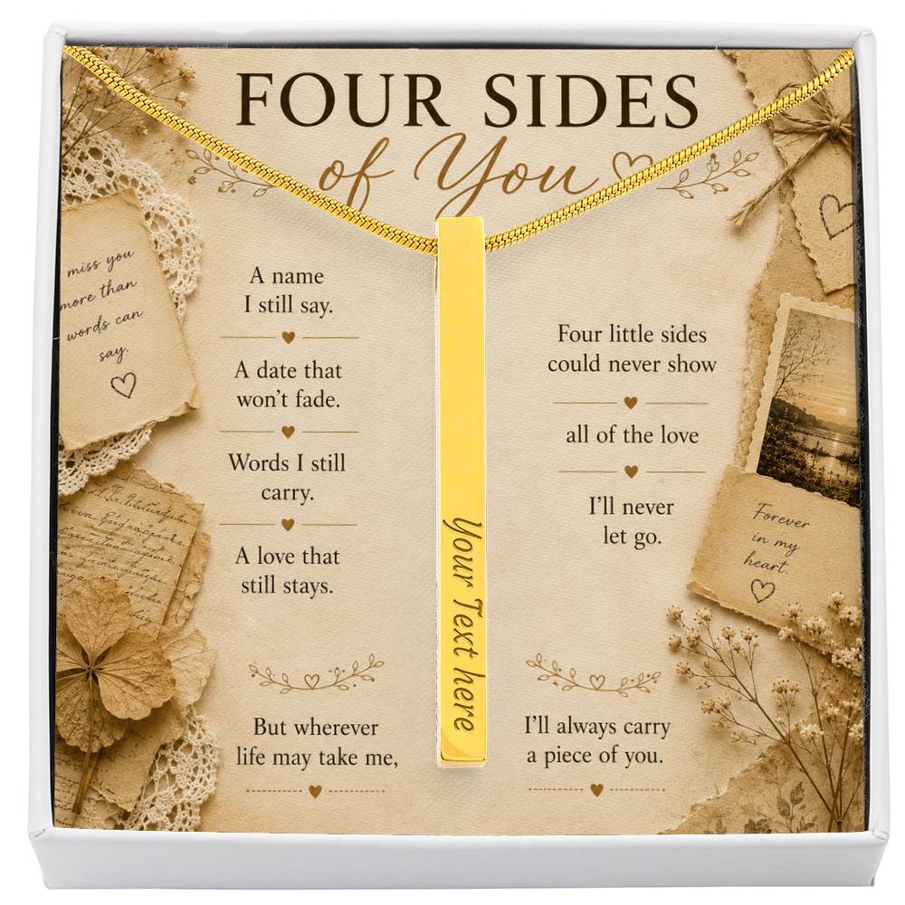 Personalized Mom Memorial Necklace, Engraved 4-Sided Bar Necklace, Loss of Mother Gift, In Memory of Mom Jewelry