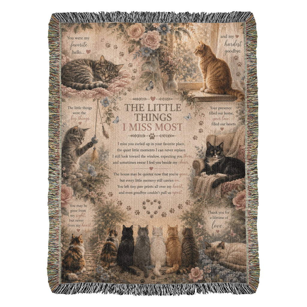 Cat Memorial Woven Blanket, Pet Loss Sympathy Gift, Loss of Cat Remembrance Blanket, Cat Bereavement Gift