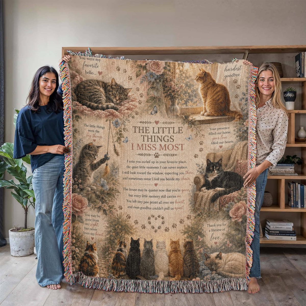 Cat Memorial Woven Blanket, Pet Loss Sympathy Gift, Loss of Cat Remembrance Blanket, Cat Bereavement Gift