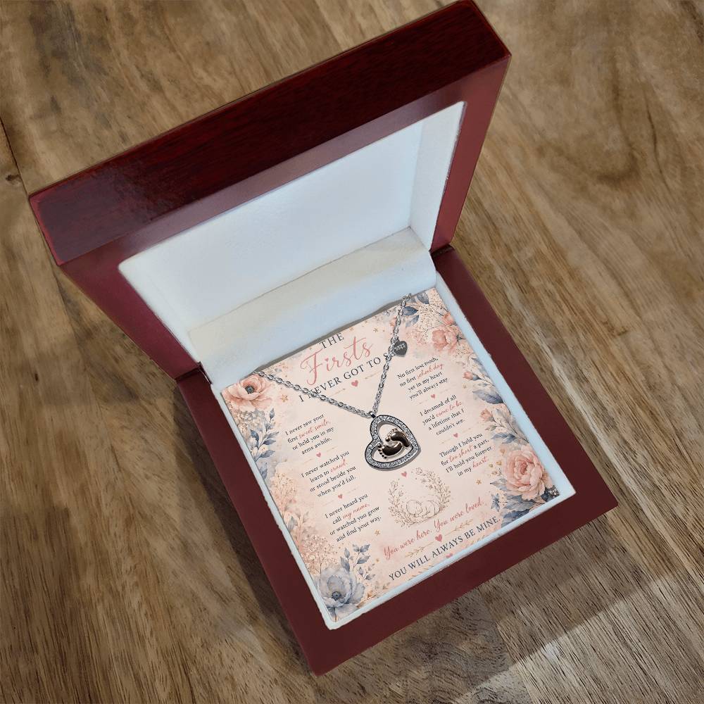 Baby Loss Memorial Necklace, The Firsts I Never Got to See, Pregnancy Loss Remembrance Gift - Pink Floral