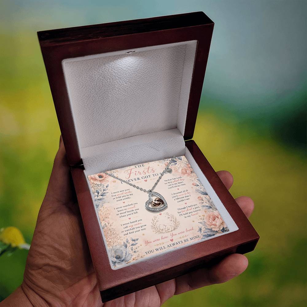 Baby Loss Memorial Necklace, The Firsts I Never Got to See, Pregnancy Loss Remembrance Gift - Pink Floral