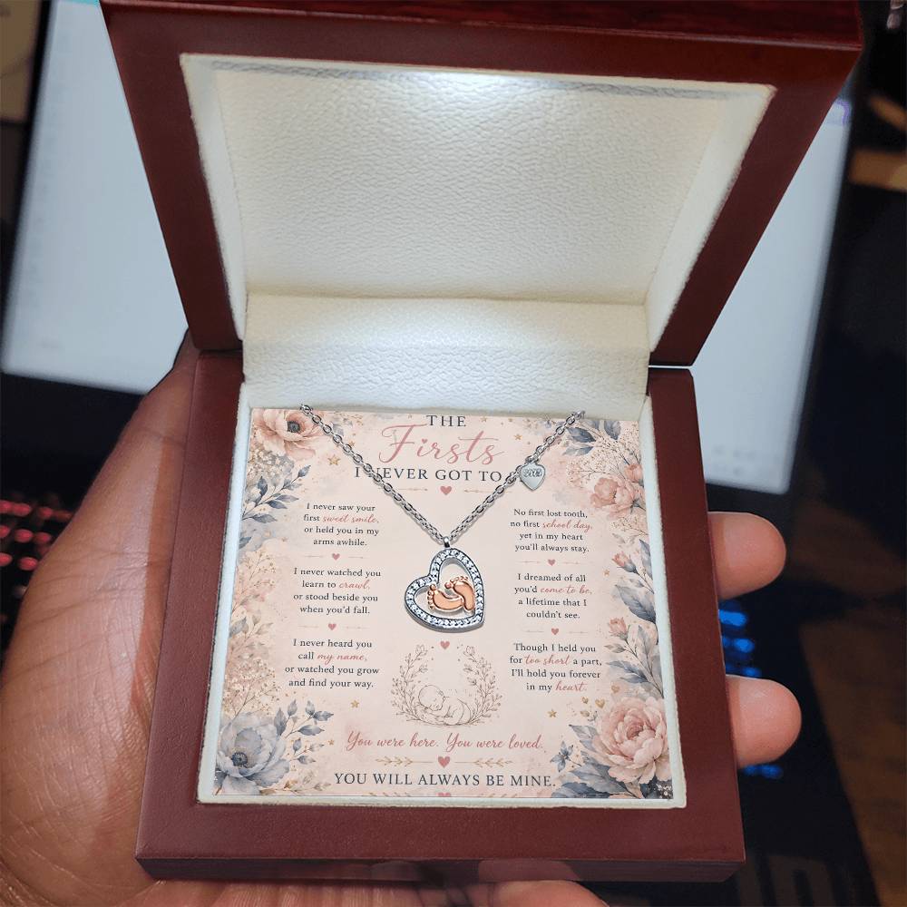 Baby Loss Memorial Necklace, The Firsts I Never Got to See, Pregnancy Loss Remembrance Gift - Pink Floral