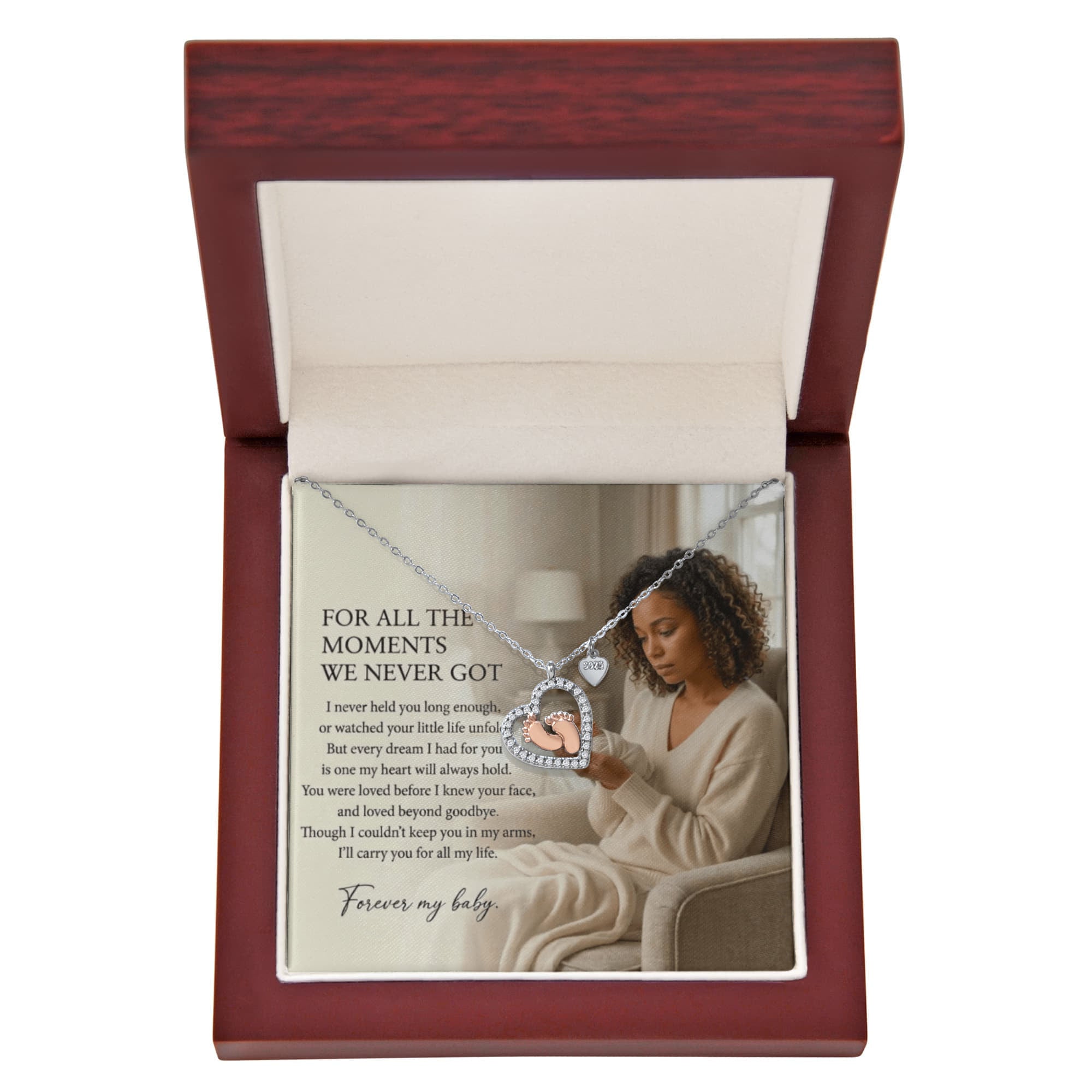 Miscarriage Memorial Necklace, Pregnancy Loss Gift, Baby Loss Remembrance Jewelry - Biracial Mother