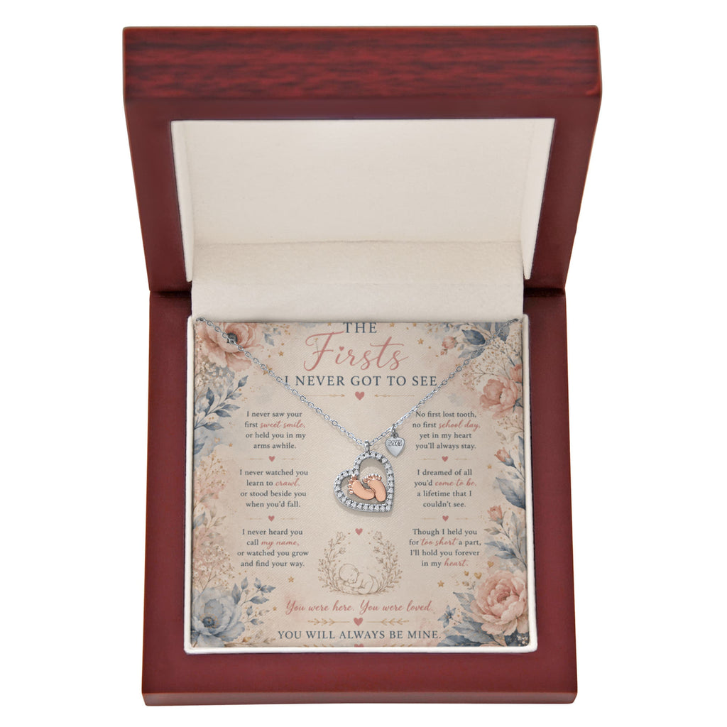Baby Loss Memorial Necklace, The Firsts I Never Got to See, Pregnancy Loss Remembrance Gift - Pink Floral